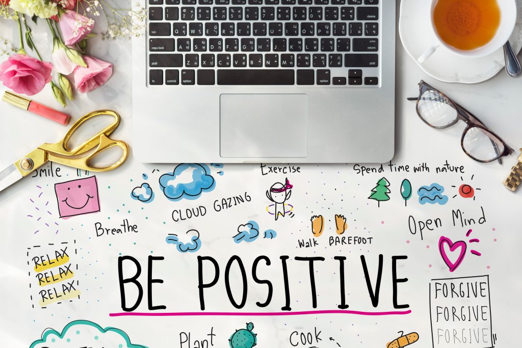 positivity message cartoon illustrations concept
